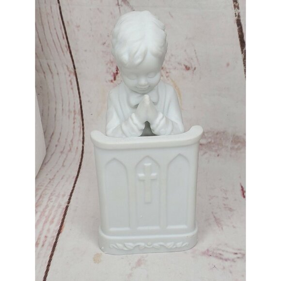 Rare Vintage Dept. 56 I Believe Boy White Porcelain Inspirational Silhouettes Co - Picture 1 of 12